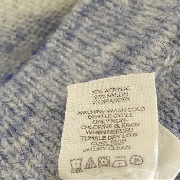 LOFT Lounge Sz Medium Super Soft Sweater Slouchy Oversized Blue Striped - Picture 7 of 8